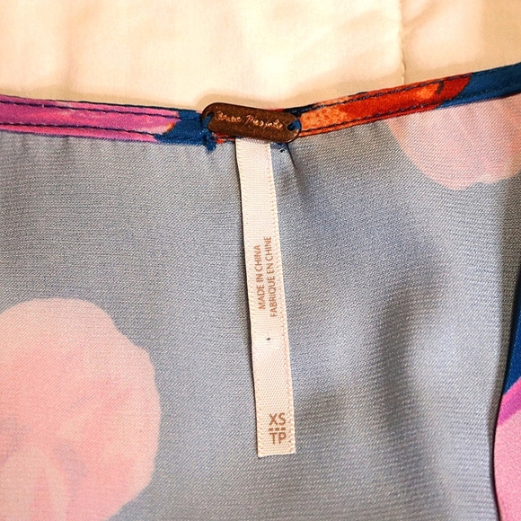 Free People Cassie Women Mini Dress Size SmalFloral V Neck Long Sleeve - Picture 10 of 11